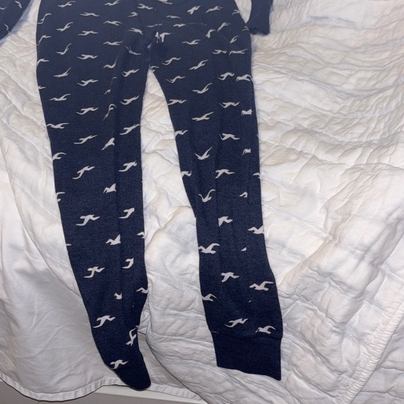 Hollister Navy logo Print Pajama Onesie thermal long Johns XS - Picture 9 of 9